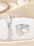 wholesale 925 Sterling Silver Heart-Shaped Cubic Zirconia Huggie Hoops for Women - Valentine's Day Gift Ideas-0-3