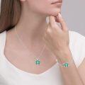 wholesale 925 Sterling Silver Green Enamel Cubic Zirconia Accent Shamrock Necklace for Women-0-5