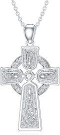 wholesale 925 Sterling Silver Celtic Knot Cubic Zirconia Cross Pendant Necklace for Women-0-0