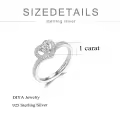 TOUPOP Sterling Silver Moissanite Heart Engagement Rings For Women-0-2