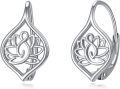 wholesale 925 Sterling Silver Lotus Drop Earrings White Gold Plated Teardrop Dangle Jewelry For Women-0-0