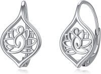 wholesale 925 Sterling Silver Lotus Filigree Earrings-Lotus Leverback