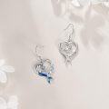 wholesale 925 Sterling Silver Blue Crystal Heart Mermaid Sea Life Drop Dangle Leverback Earrings-0-3