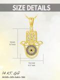 TOUPOP 14k Gold Evil Eye Fatima Hamsa Hand Pendant Necklace-0-4