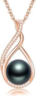 wholesale Sterling Silver Black Pearl Pendant Necklace for Women Jewelry Gift-0-6