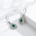 wholesale 925 Sterling Silver Green Malachite Teardrop Leverback Earrings-0-1