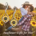 wholesale 925 Sterling Silver Gold Plated Flower Drop Earrings Wholesale for Women - Nature Inspired  Set (Sunflower)-0-1