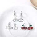 wholesale 925 Sterling Silver Red Garnet & White Gold Plated Cherry Drop Earring Sets for Women (Set of 3)-0-3