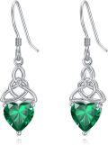wholesale 925 Sterling Silver Heart Birthstone Celtic Knot Dangle Leverback Earrings-0-79
