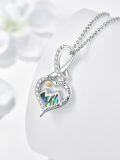 wholesale 925 Sterling Silver & Abalone Shell Mustard Seed Heart Pendant Necklace with AAA Cubic Zirconia, Inspirational Christian Faith Jewelry Gift-0-1