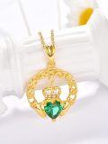 wholesale 925 Sterling Silver Heart-Shaped Emerald Pendant Necklaces for Women Celtic Irish s-0-1