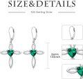 wholesale 925 Sterling Silver Green Heart Cut Stone Evil Eye Cross Drop Earrings for Women-0-2