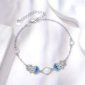 wholesale 925 Sterling Silver Blue Opal Shell Heart Charm Bracelet for Women-0-3