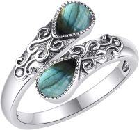 wholesale 925 Sterling Silver Open Adjustable Band Ring for Women Jewelry Gifts-Labradorite