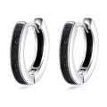 wholesale 925 Sterling Silver Black Crushed Stone Huggie Hoop Earrings for Women-0-0