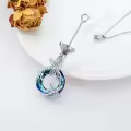 TOUPOP Sterling Silver Blue Crystal Dragonfly Urn Necklace For Ashes-0-2