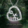 wholesale 925 Sterling Silver Cute Raccoon Heart Pendant Necklace With Cubic Zirconia I Love You Forever-0-4