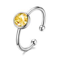 wholesale 925 Sterling Silver Adjustable Rings Wholesale With Yellow Crystal-11-November