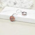 wholesale 925 Sterling Silver Basketball Dangle Earrings with Orange Crystal Accents for Sport Lovers Gift-0-1