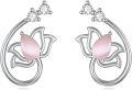 wholesale 925 Sterling Silver Pink Cat's Eye Lotus Flower Stud Earring-0-6