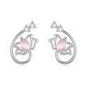 wholesale 925 Sterling Silver Lotus Earrings With Pink Gemstone-0-6