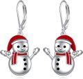 wholesale 925 Sterling Silver Snowman Leverback Earrings - Adorable Winter Holiday Jewelry for Women and Girls-0-0