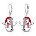 wholesale 925 Sterling Silver Snowman Leverback Earrings - Adorable Winter Holiday Jewelry for Women and Girls-0-0
