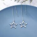wholesale 925 Sterling Silver Threader Earrings Star Moon Tiny Cube Rhombus Sector Beads Dream Catcher Evil Eye Butterfly Leaf Lightning Bolt Tassel Dangle Drop Chain Charm s for Women-0-1