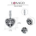 wholesale 925 Sterling Silver Heart Shaped Family Tree Urn Pendant with Family Engraving and Funnel Set for Ashes -0-6
