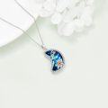wholesale TOUPOP Birth Month Flower Necklace,925 Sterling Silver Necklace,birth Flower Necklaces With Blue Moon Crystal For Women Birthday Anniversary, Sterling Silver, Crystal -0-2