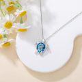 wholesale 925 Sterling Silver Blue Enamel Sea Turtle Pendant with Cubic Zirconias & Gemstones s for Her-0-2