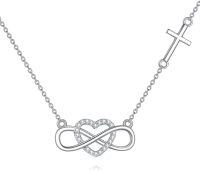 wholesale 925 Sterling Silver Infinity Heart Cross Charm Necklace for Women's Gifts-Infinity