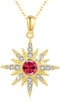 wholesale Sterling Silver Gold Plated Opal Moonstone Birthstone Starburst Necklace for Women-July Stone