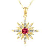 wholesale 925 Sterling Silver Sunburst Pendant With Opal And Cubic Zirconia-July Stone