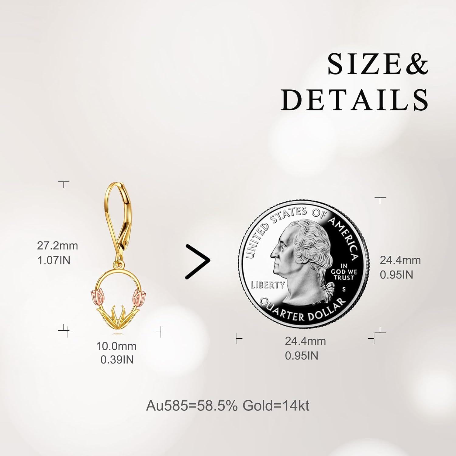 wholesale 14K Gold Tulip Flower Leverback Earrings for Women-0-3