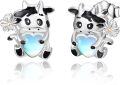 wholesale 925 Sterling Silver Cow Moonstone Heart Daisy Stud Earrings for Women Gift-0-0