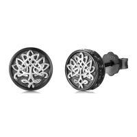 wholesale 925 Sterling Silver Black Onyx Zircon Celtic Viking Stud Earrings Hypoallergenic Punk Gothic Jewelry for Women Men-Tree of Life Earrings-Tree of Life Earrings