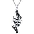 wholesale 925 Sterling Silver Comedy Tragedy Mask Pendant Necklace Musical Theatre s for Women-0-0
