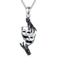 wholesale 925 Sterling Silver Comedy Tragedy Mask Pendant Necklace Musical Theatre s for Women-Comedy Tragedy Masks