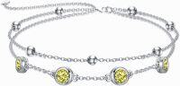 wholesale Sterling Silver Birthstone Anklet Bracelets for Women Gifts-11-Yellow Topaz Bracelet 7\"-9\"