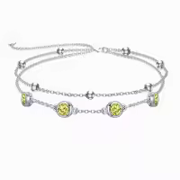 wholesale 925 Sterling Silver Birthstone Anklet Bracelets for Women Gifts-11-Yellow Topaz Bracelet 7\"-9\"