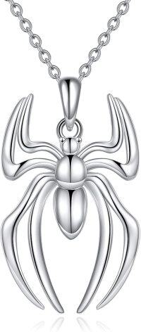 wholesale 925 Sterling Silver Spider Pendant Necklace for Women - Spidey Charm s-01-White Spider Necklace