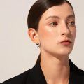 wholesale 925 Sterling Silver Spiked Cufflink Earrings Wholesale Black-0-2