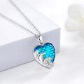 wholesale 925 Sterling Silver Heart-Shaped Mermaid Scale Pendant Necklace with Dolphin and Cubic Zirconia - Beach  for Women-0-4