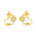 wholesale 14K Yellow Gold Sunflower Heart Stud Earrings with Diamond Accents for Women - Real 14K Gold  Ideas-0-0