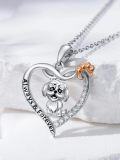 wholesale 925 Sterling Silver Heart-Shaped Pendant with Yorkshire Terrier and Paw Print Charm Necklace for Women's Gifts-0-2
