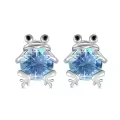 TOUPOP Sterling Silver & July Birthstone Frog Earrings-0-0