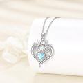 wholesale 925 Sterling Silver Heart Octopus Pendant Necklace with Blue Stone and Chain for Women Girls  45cm Length-0-2