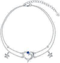 wholesale TOUPOP Anklet For Women Moonstone Sea Turtle Anklet Bracelet Sterling Silver Adjustable Foot Anklet Fine Jewelry Ocean Beach Gifts For Women (dolphin Anklets 9+2inch) -undefined