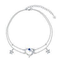 TOUPOP Sterling Silver Moonstone Women's Sea Turtle Adjustable Anklet Bracelet-undefined